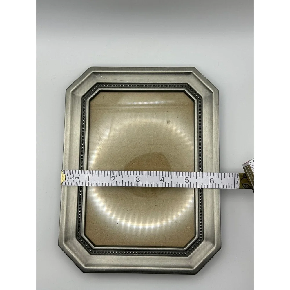 Burnes of Boston Pewter Beaded Octagon Picture Frame 4x6 Tabletop Decor Silver